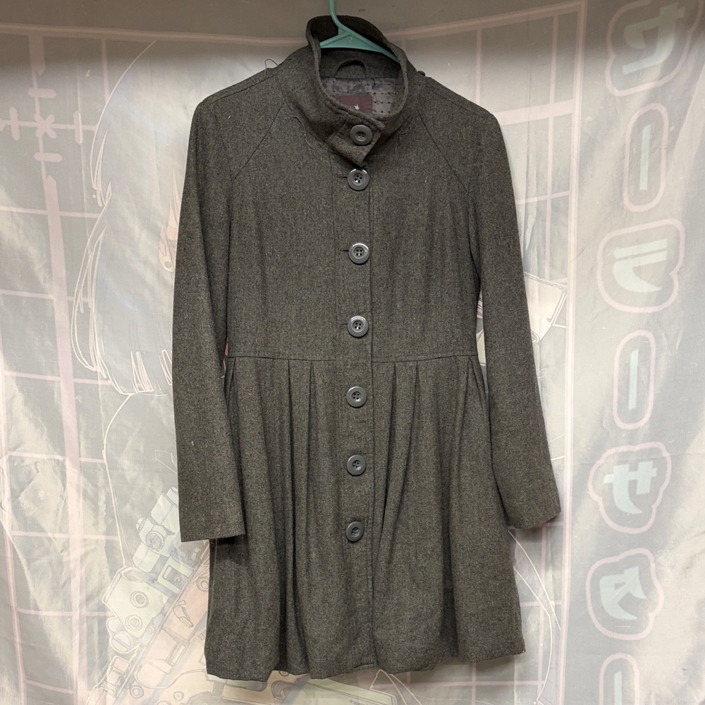 Forever 21 Charcoal Long Sleeve Dress Coat